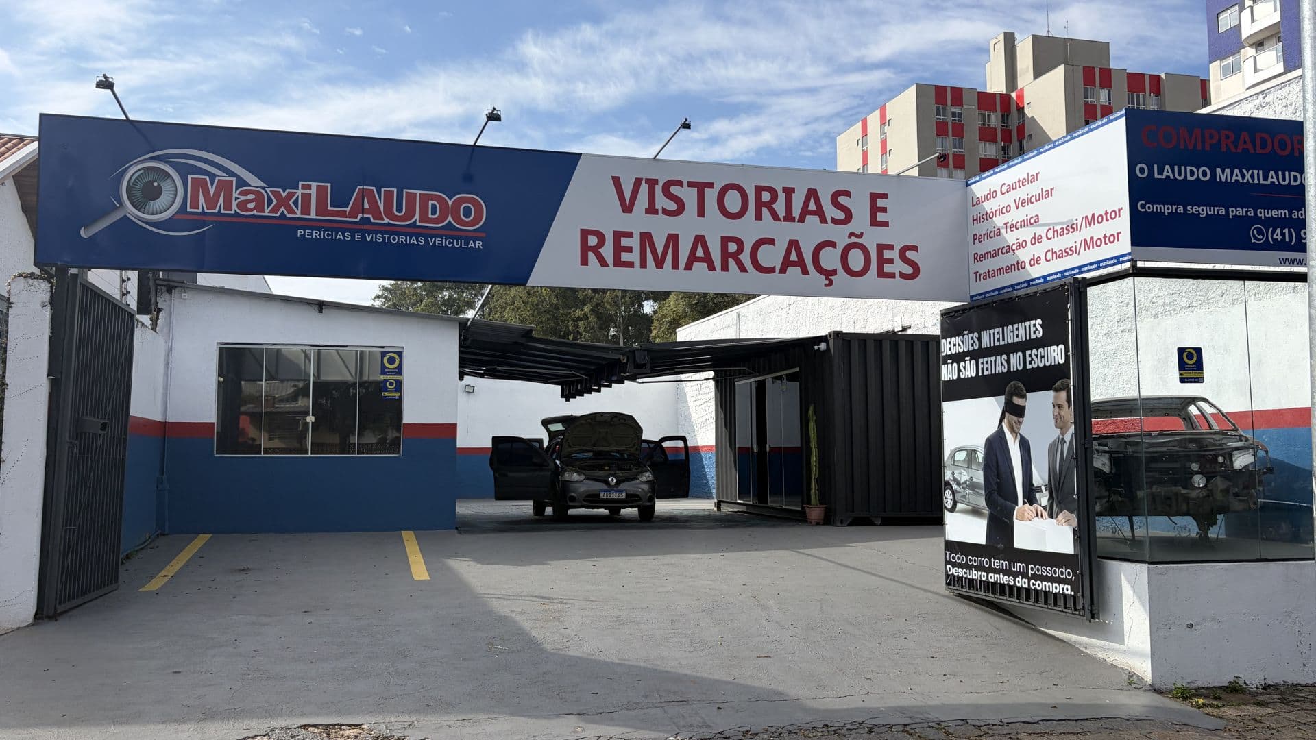 Fachada da unidade Filial da Maxilaudo no Portão